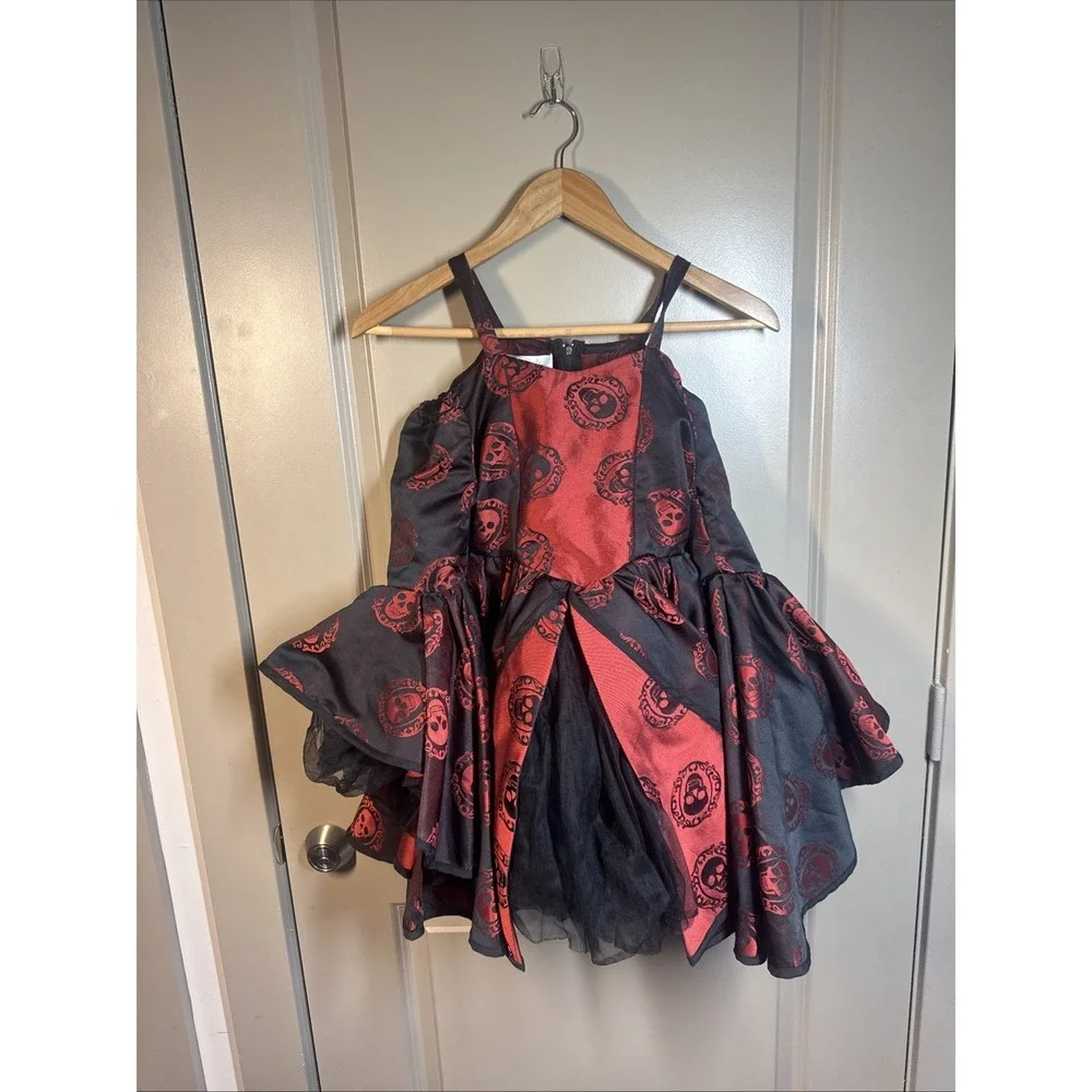 Chasing Fireflies Girls Costume Dress Skulls Red Black SZ 8